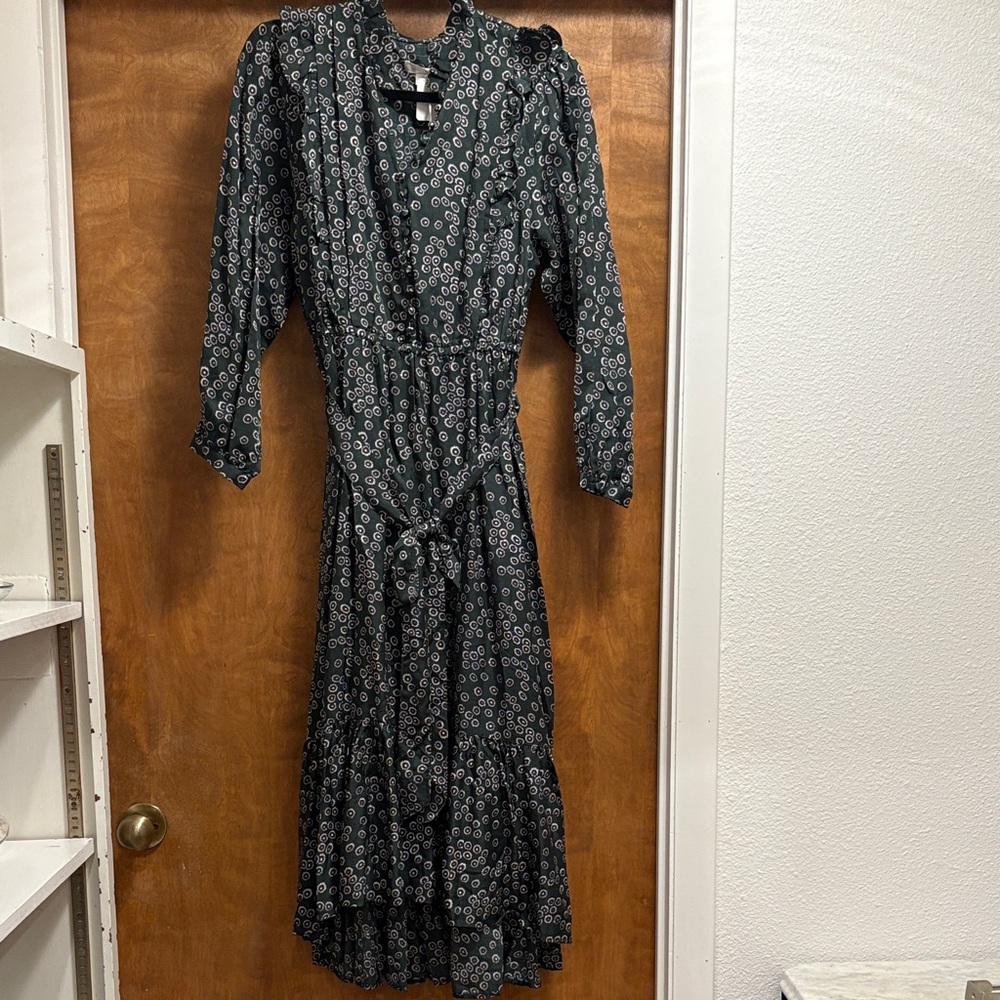 571. Outerknown Women's Dark Green Floral High Low Maxi Dress